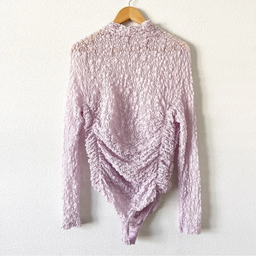 Free People Intimately Orchid Ice Lace Mesh Day N Night Long Sleeve Bodysuit